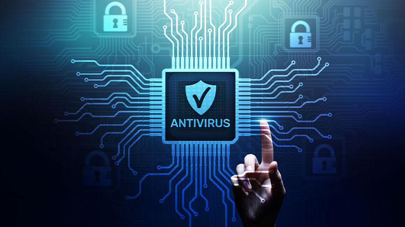 Dito che indica logo antivirus